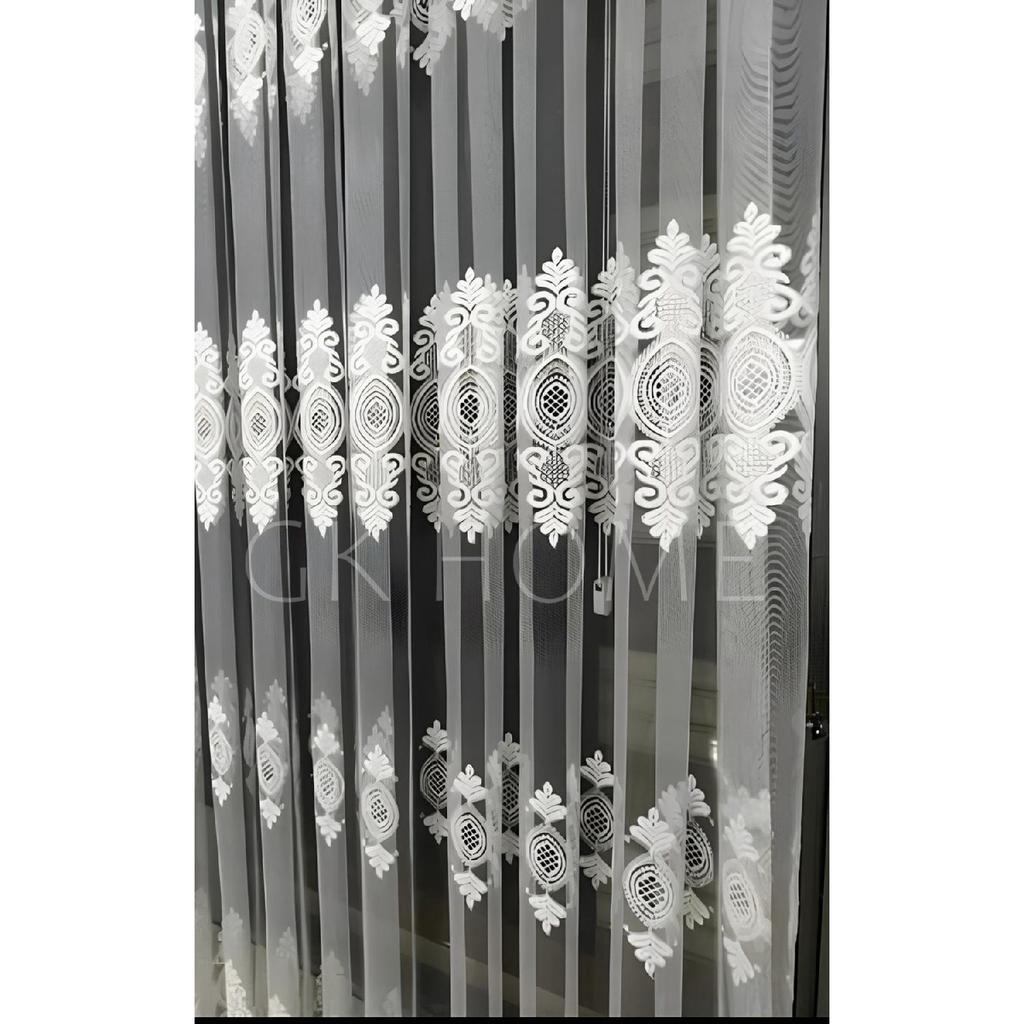 Luxury Patterned Embroidery Living Room Tulle 1/3 Sewing In Thick Pleated