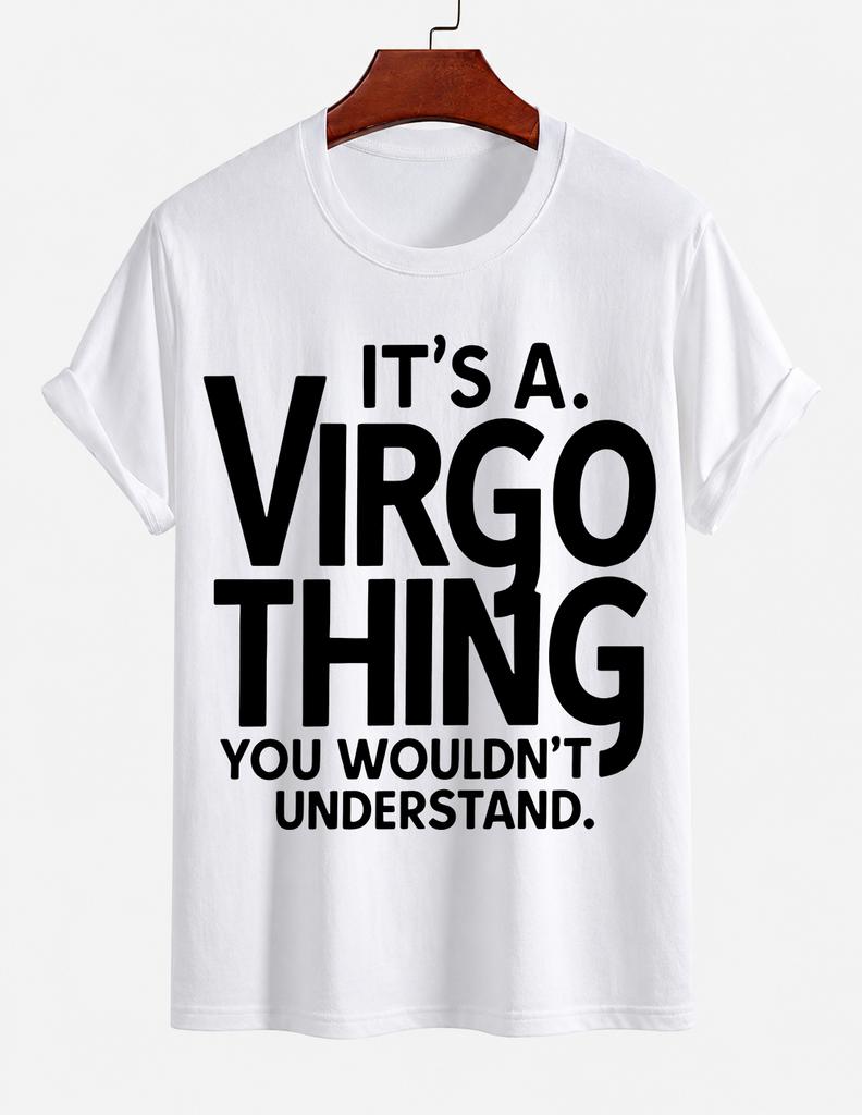 2026 New Pure Cotton Tshirt Virgo Constellation Print Tshirt Casual Crew Neck Short Sleeve Top