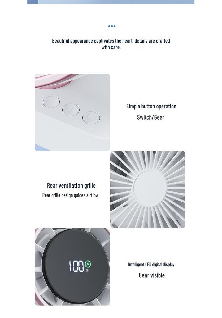 Foldable Mini Silent USB Fan with Digital Display for Desktop or Wall Mount