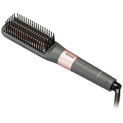 Koizumi Hair Iron, Bob Style Iron, Hair Brush Type, Negative Ion, Compatible with Overseas, 4 Level Temperature Adjustment, Gray KHR-6800H
