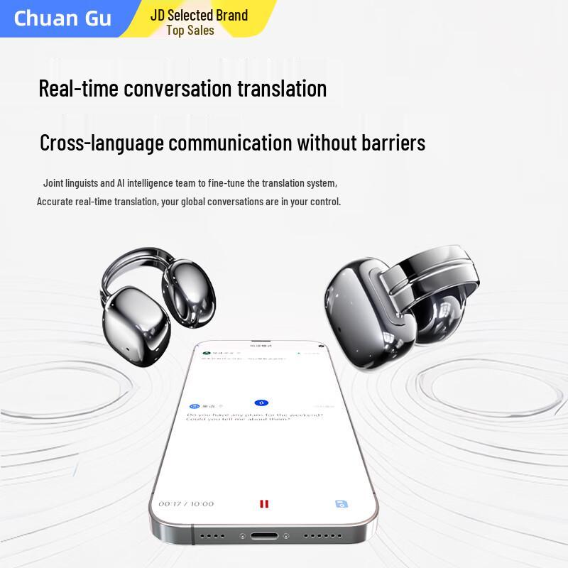 ChuanGu 2025 AI Translation Bone Conduction Ear Clip Headphones