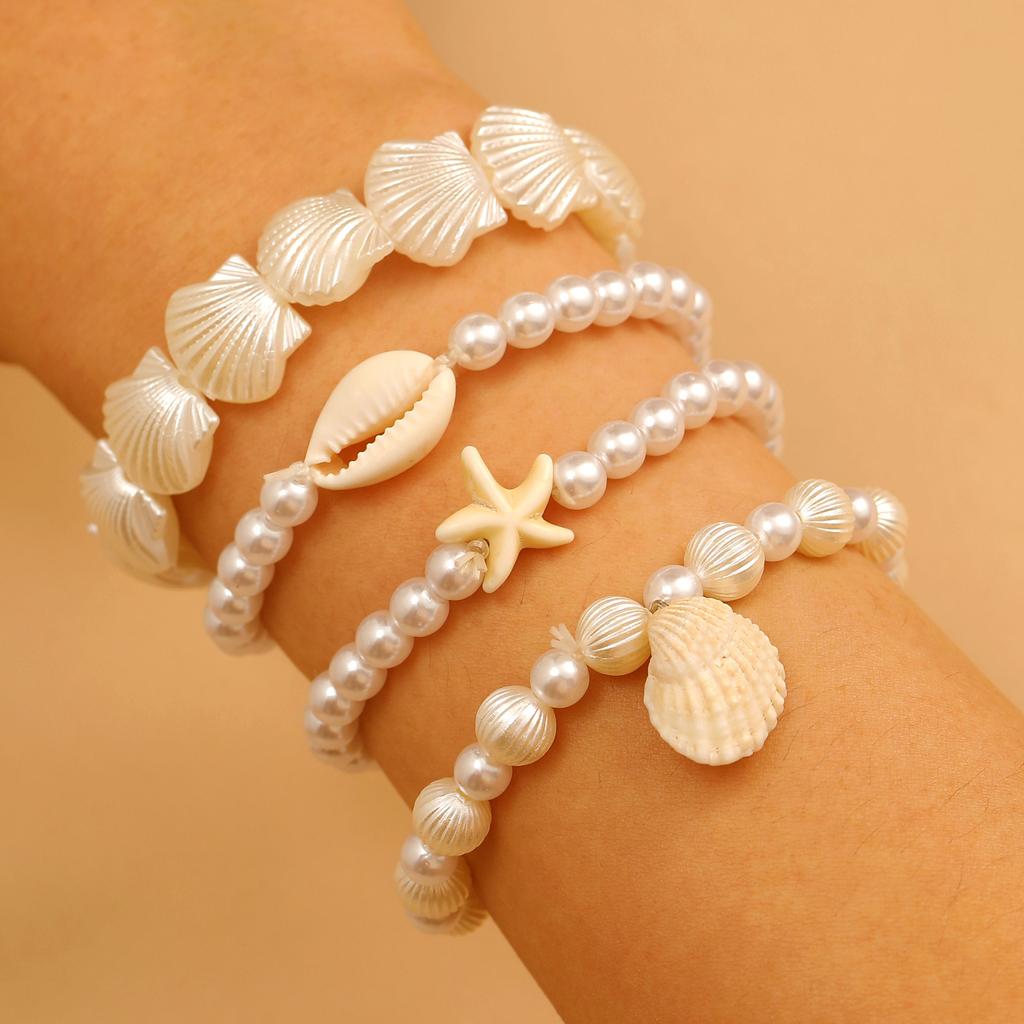 Literary Retro Bohemian Starfish Pendant Multi-Layer Beaded Bracelet For Women Temperament Ethnic Style Jewelry
