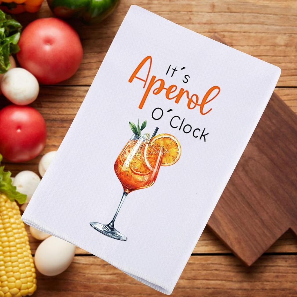 JNIAP Aperol Spritz Kitchen Towel Aperol Spritz Themed Gift Aperol Spritz Dish Towel Italian Aperol Spritz Lover Gifts Aperol Spritz Hand Towels