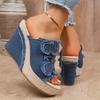 Damstorlek Kil Denim Spänne Slip-on Sandaler - Sommar Utomhus Casual