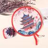 Mini flower Style Folding Fan Round With Pocket Handheld Fan Flower Pattern Collapsible Fan Wedding Party Outdoor Activities