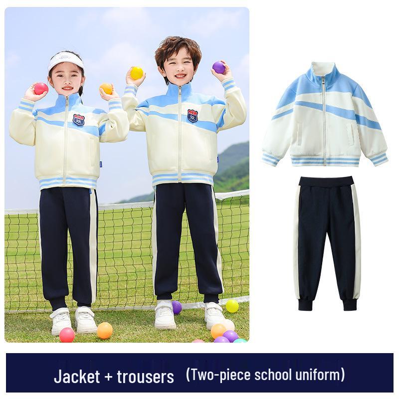British-Style Elementary School Uniform: Spring/Autumn Three-Piece Set for Children s Sports Meet and Kindergarten. 100 cm
