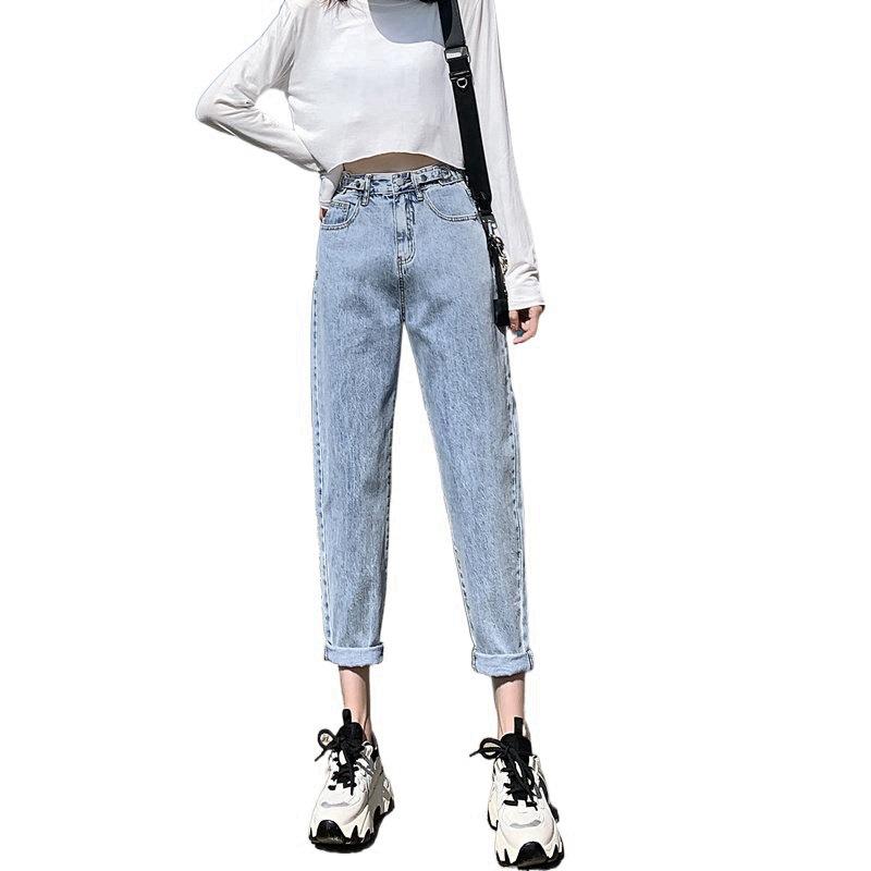 High-waisted Light-colored Jeans Women's Summer Straight Loose and Thin Section Harlan Daddy Carrot Cropped Pants Versatile Bottoms