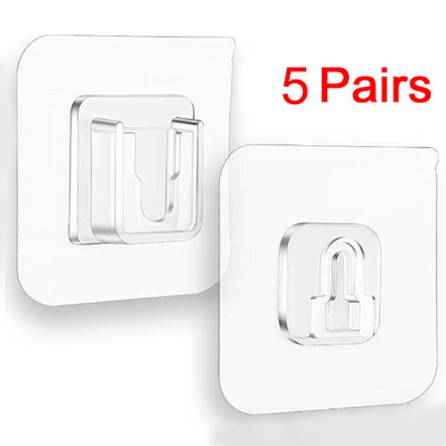 Multi-Purpose Hooks Cable Organizer Double-Sided Adhesive Wall Hooks Waterproof Towel Hooks Stickers Kitchen Bath Door Hooks