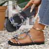 Summer New Women's Rhinestone Flat Butterfly Sandals Women