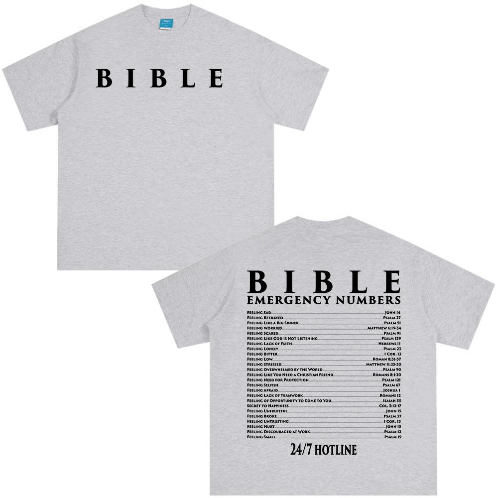Funny Bible Emergency Numbers Tshirt Jesus God Faith Christian Unisex Women Fashion T Shirts T Shirt Streetwear M