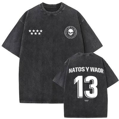 Vintage Gewaschenes NATOS WAOR 13 Logo Album T-Shirt Hip Hop Rap Gothic Kleidung T-Shirt Männer Frauen Hohe Qualität Kurzarm T-Shirts
