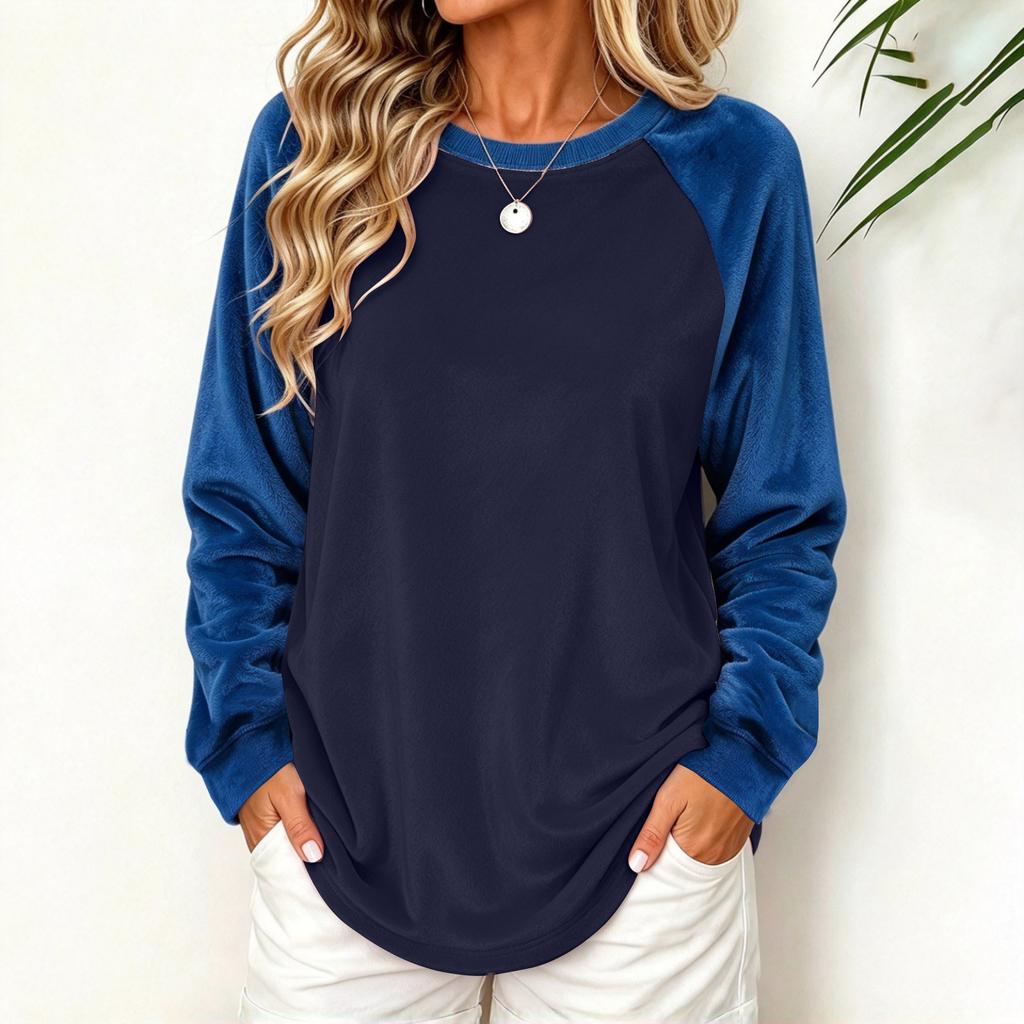 Women's Velvet Color Block Top