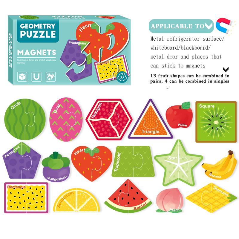 

Montessori Magnetic Puzzles Toy Early Education Alphanumeric Learning 8 Themes Fridge Magnets Educational Toys For 3-6 Years Old