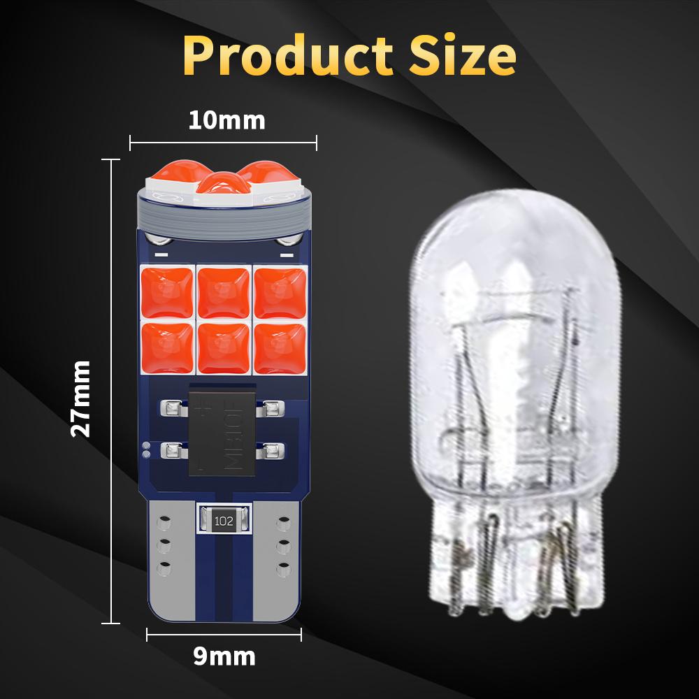 2PCS T10 W5W LED Bulbs High Power Canbus 3030 15SMD Interior Reading LightsTurn Side Auto Wedge Lights Yellow White 6000K 12V