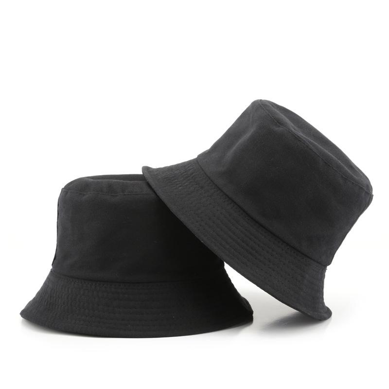 New Men Women Black Solid Bucket Hat Two Side Wear Unisex Simple Bob Caps Hip Hop Gorros Panama Cap Beach Fishing Boonie Sunhat