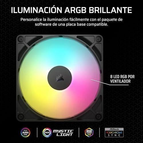 Ventilateur pc - corsair - rs140 argb - 140mm - 330-1700 tr/min - noir