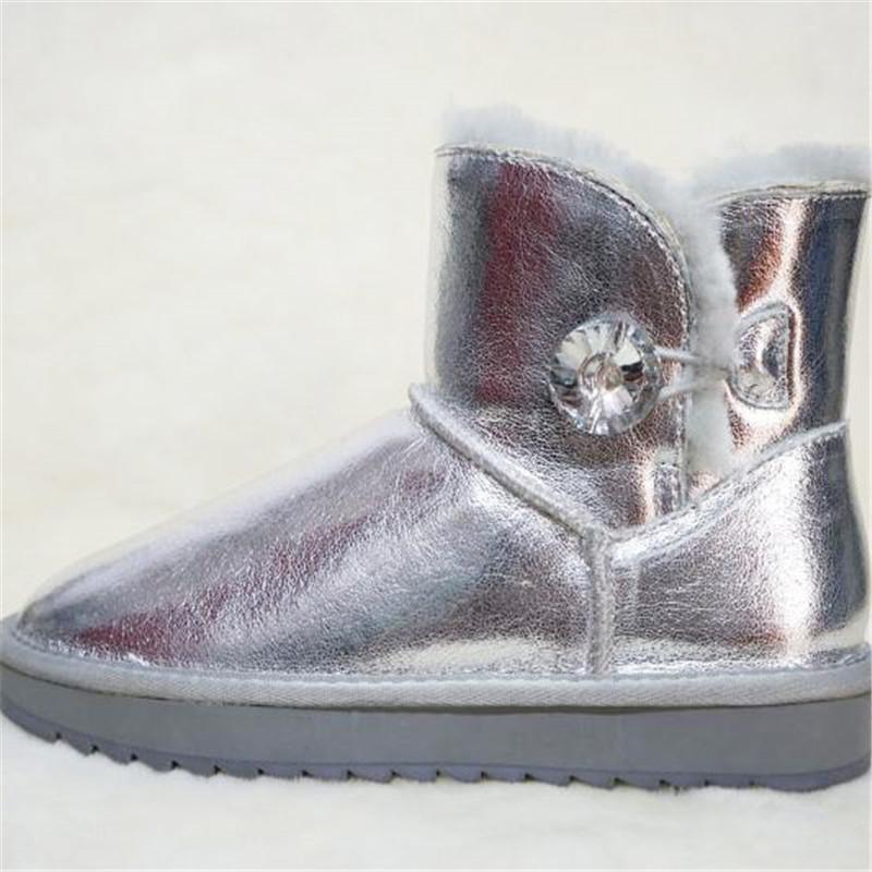 100% натуральная кожа 2024 года Женская обувь из овечьей шерсти Сапоги для снега Ботинки — фото 4