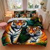 3pcs Tiger Print Bedding Set - 1 Duvet Cover + 2 Pillowcases(Core Not Included), Machine Washable Polyester yy251216190