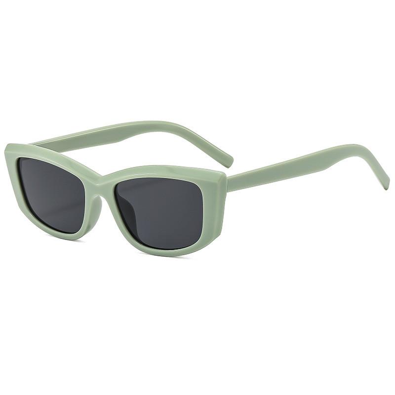

Female Cat Eye Sunglasses Uv Protection Vintage Black Round Face For Travel And Outdoor Wear GreenFrameGrayLens