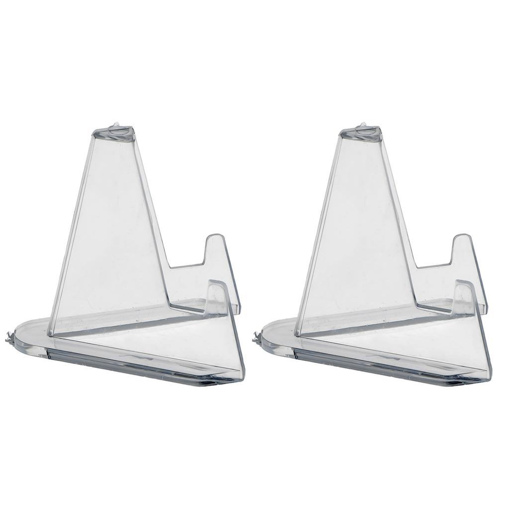 2PCS Acrylic Commemorative Coin Display Stand Transparent Triangle Display Stand Exhibit Photos Rack Business Cards Shelf