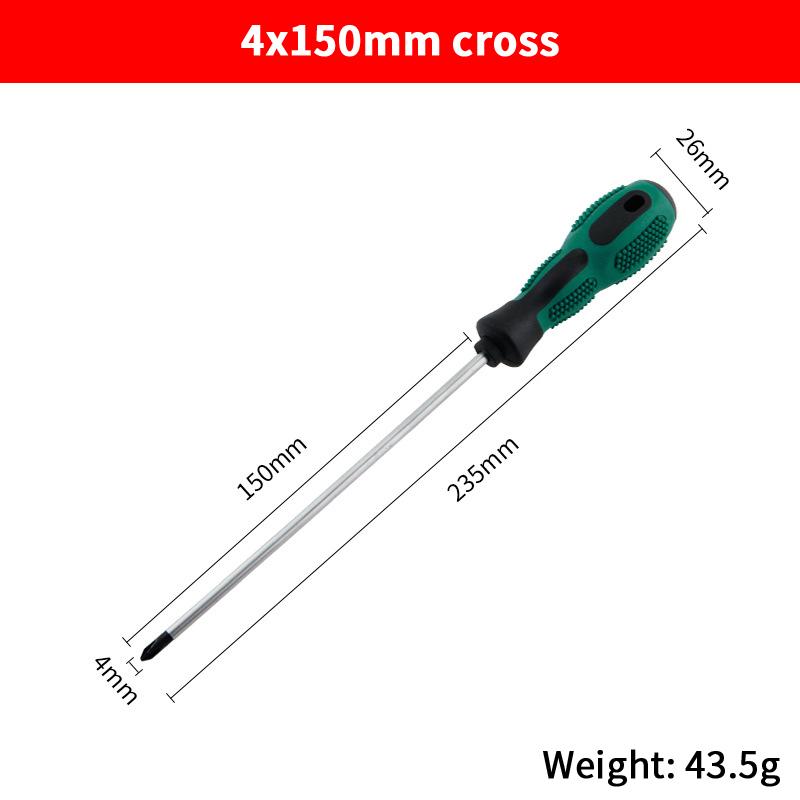 

1 шт. Зеленая резиновая ручка Магнитная отвертка Длинная шлицевая отвертка Инструмент для установки и разборки 4MM 150MM Cross