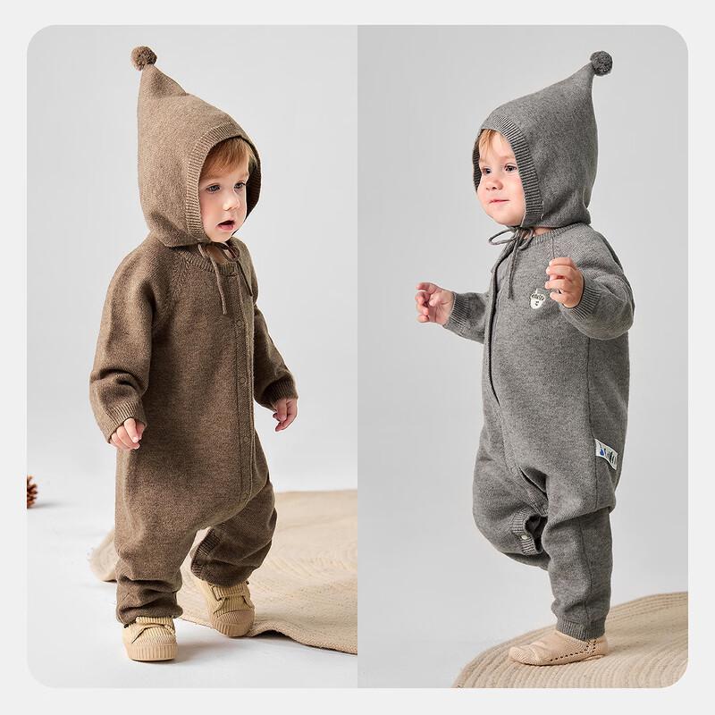 minibala Baby Wool-Blend Hooded Romper