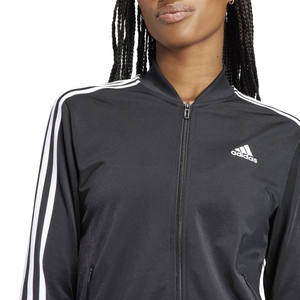 Adidas Essentials Tracksuit 3-Stripes Set, Women's, Top Black/White, Bottom Black/White (IJ8781) J/L