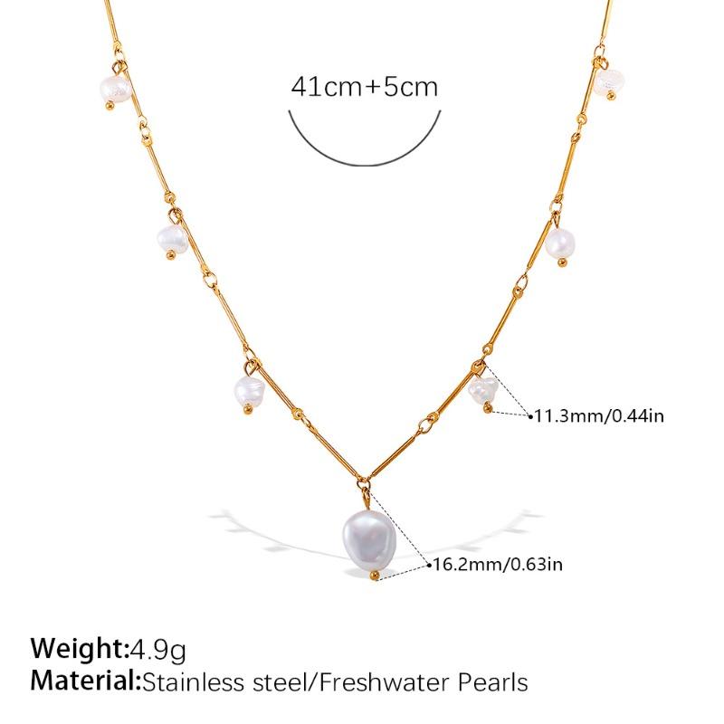 Irregular pearl tassel necklace - women s luxury stainless steel choker