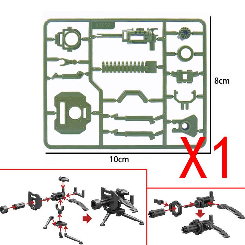 Blocuri de construcție militare din Al Doilea Război Mondial, figurine soldați, arme, echipamente, accesorii, Gatling M2 mitralieră grea, RPG, MOC, cărămizi mini
