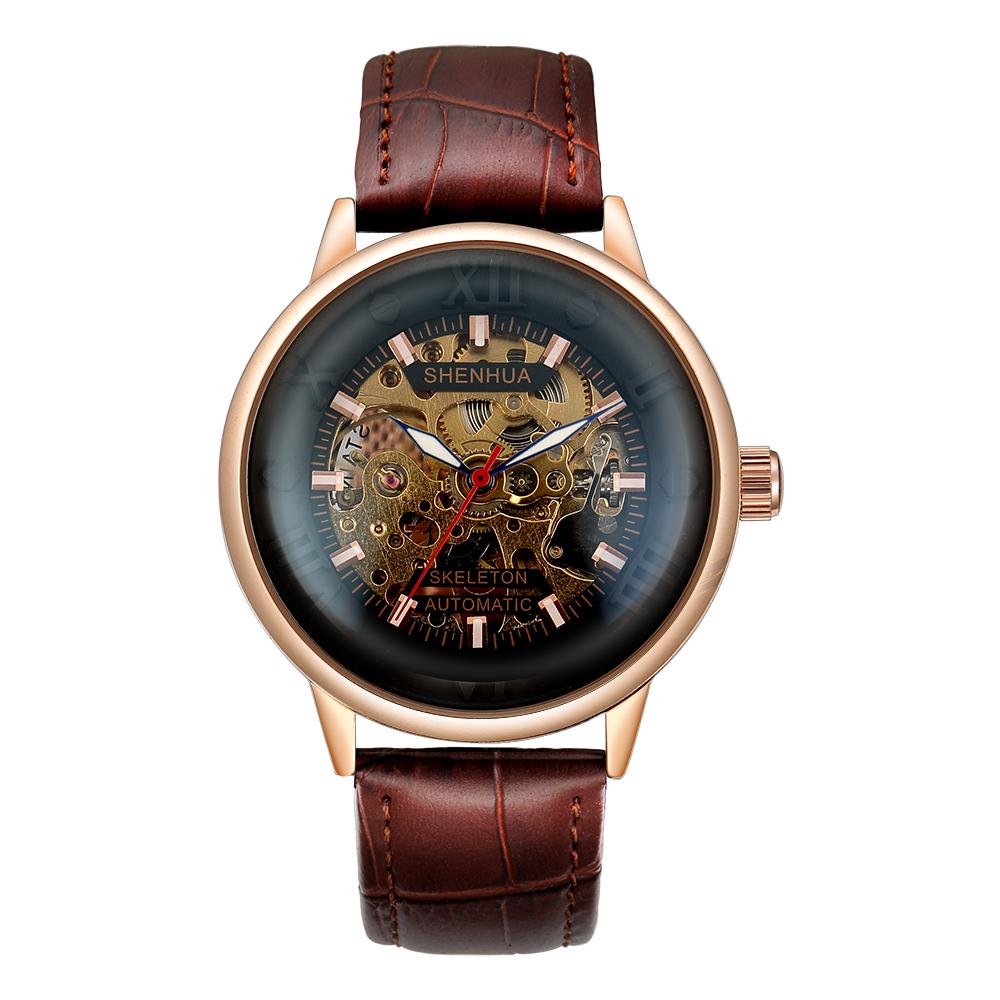 Men's Watches Luxury Brand Wind Hand Mechanical Skeleton Mens Watches Stainless Steel Band Bracelet Mesh Bracelet 2025