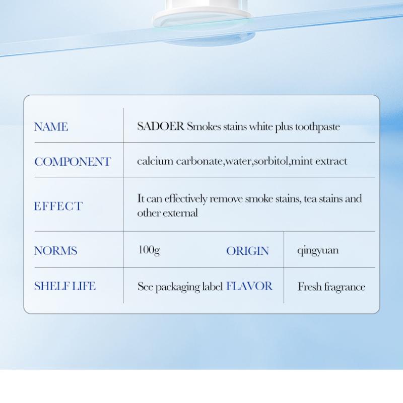 Flecken entfernen Zahnpasta 100g SADOER Tiefenreinigung Kaffeeflecken Teeflecken Zahnschutz
