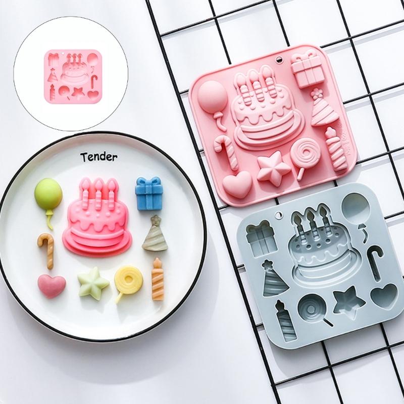 Creative Silicone Baking Mold with Balloon Candle and Cake Decorations for Fun Celebration and Simple Release