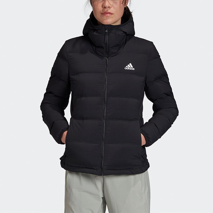 Adidas Helionic Hooded Down Jacket For Outdoor Sports, Winter Women Jackets Black FT2577
