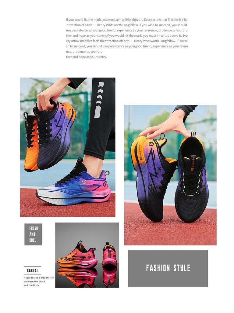 Ultralight Shock-Absorbing Carbon Plate Sneakers for Teens - Soft Sole Marathon Running Shoes for Big Kids