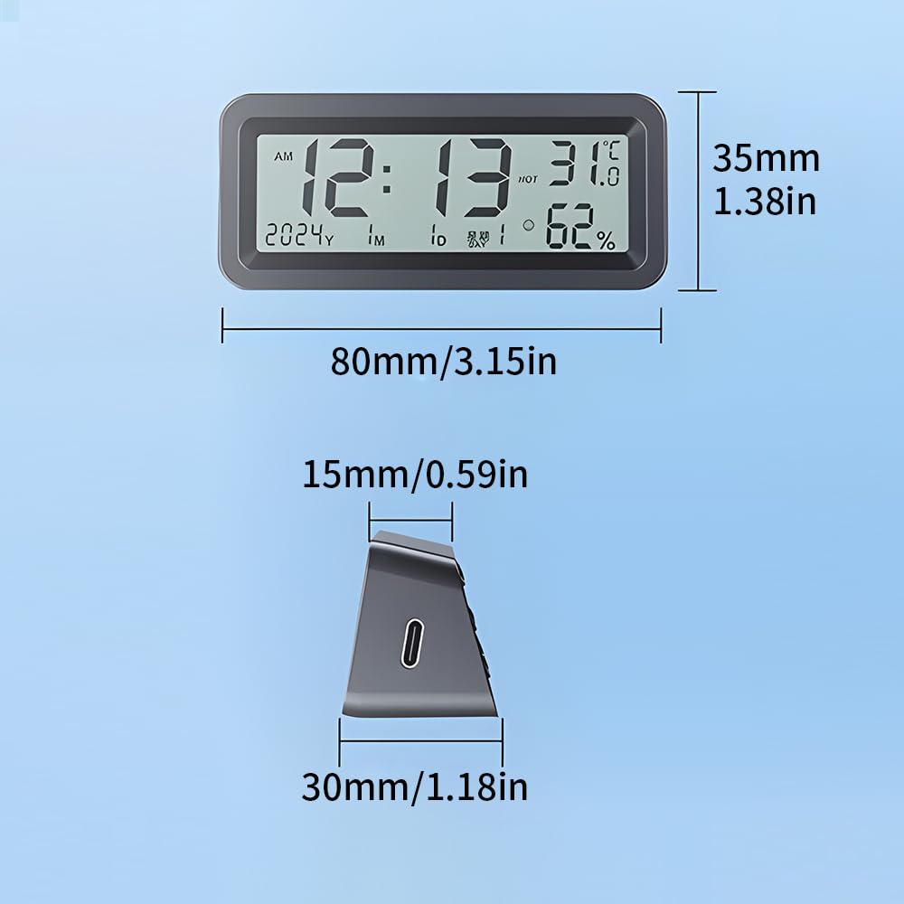 Autoklok, Digitale Autoklok, Tweekleurige Verlichting, LED Achtergrondverlichting,