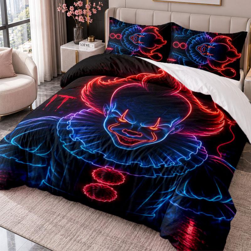 IT Pennywise 3Pcs Bedding Set Duvet Cover With Two Pillowcases For Bedroom Home Decoration