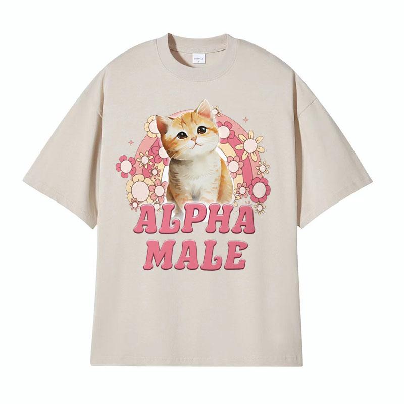 Alpha Männchen Niedliches Kätzchen Regenbogen T-Shirt Herren Damen Lustiges Katzen Meme Grafik T-Shirts Mode Vintage Kurzarm T-Shirt Streetwear