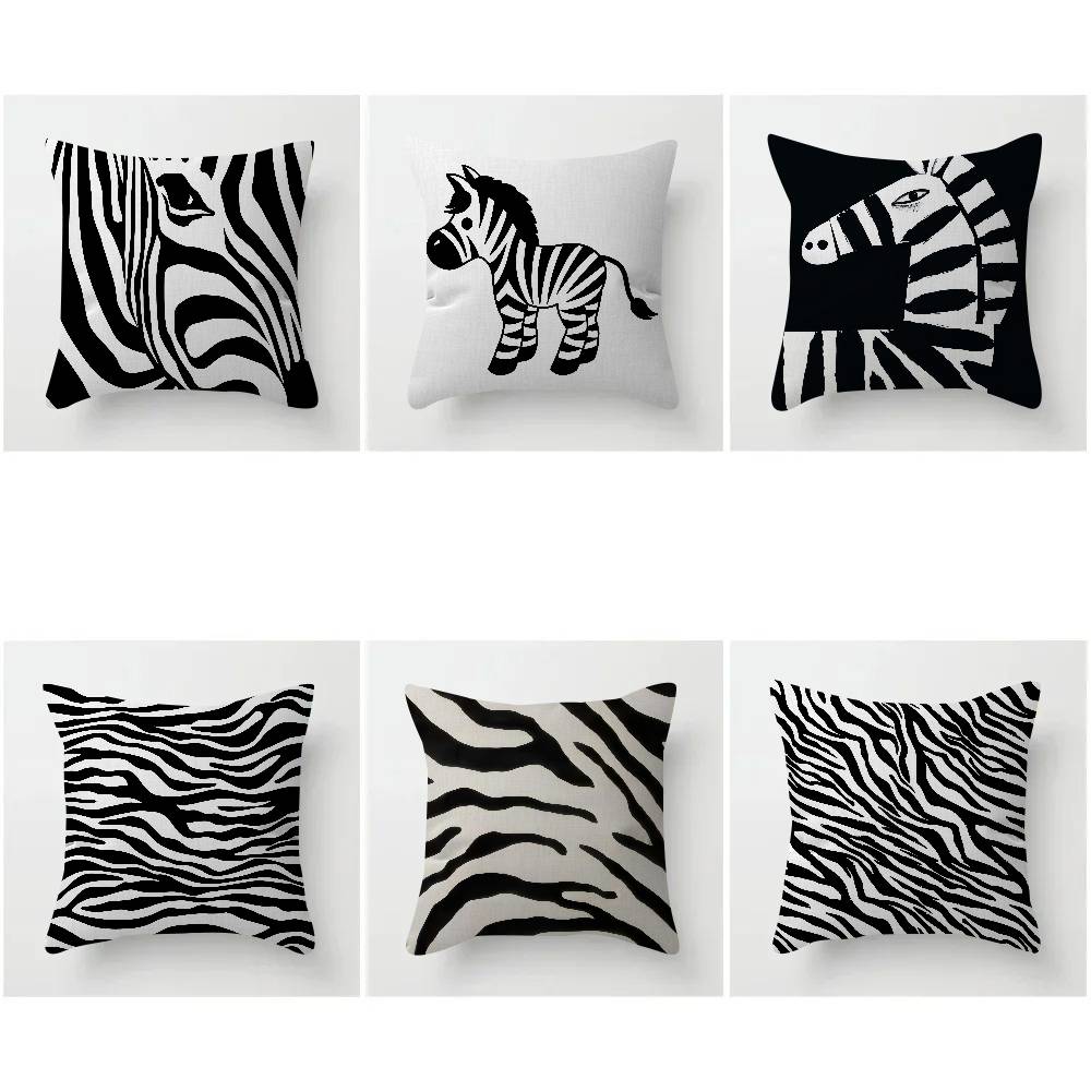 Abstract Line Black and White Zebra Cushion Cover Inches Farmhouse Decor Home Throw Pillow Covers for Couch Decorations