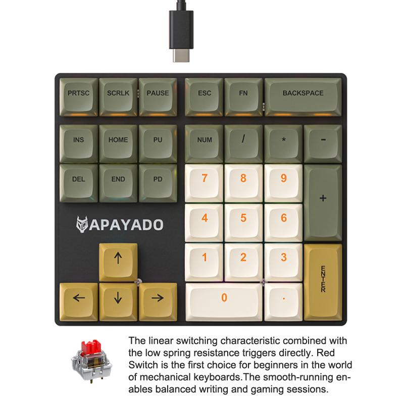 

Проводная механическая 33-клавишная цифровая клавиатура с многоцветной подсветкой, переключатели, аксессуары для ноутбука, внешняя клавиатура