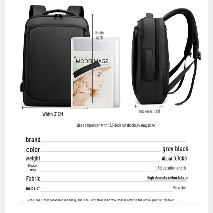 Men's Large Capacity Multifunctional Oxford Cloth Laptop Backpack for Business Travel