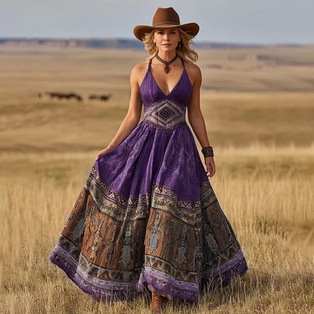 New Boho Dress for Women, Summer Sexy V Neck Printed Fashion Casual Dress, European American Style