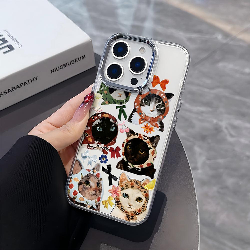 Lovely Colorful Cat Design Phone Case For Google Pixel 10 9 8 7 8A 9A XL Pro 4G 5G Transparent Soft Silicone TPU Back Cover