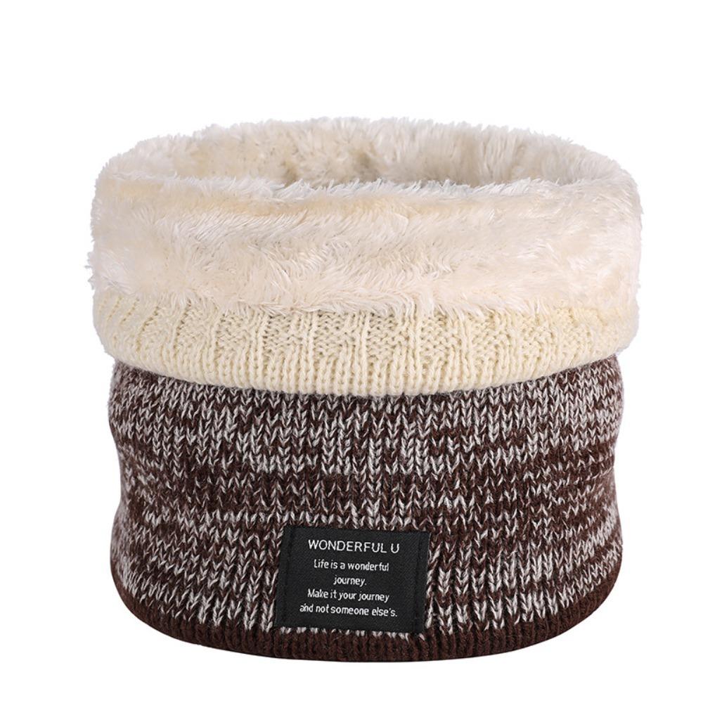 Fleece Lined Knitted Scarf Double-Layer Warmer Neck Tube Winter Neck Gaiter Thick Windproof Circle Loop Scarves Outdoor Riding