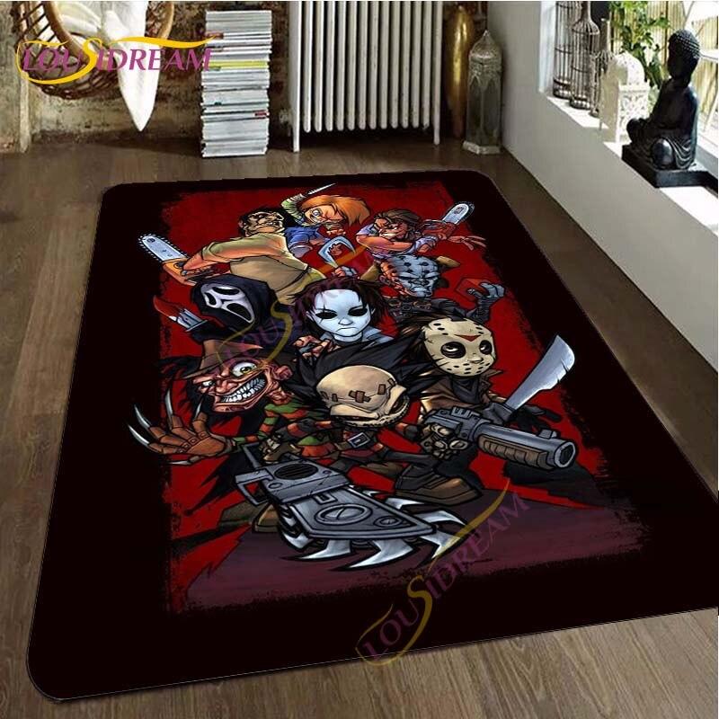 Freddy Jason Chucky Horror Movie Character Carpet Halloween Child's Play Floor Mat 3D Horror Rug Area Rugs Bedroom Non-slip Mat