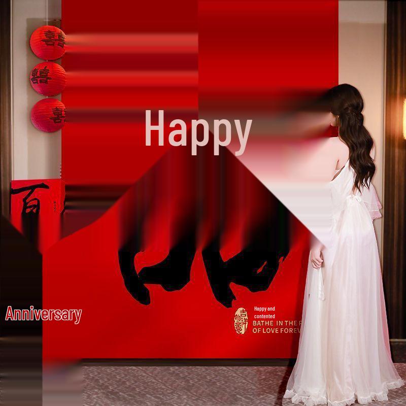 Double Happiness Wedding Banner: Chinese Calligraphy for Home Decoration
