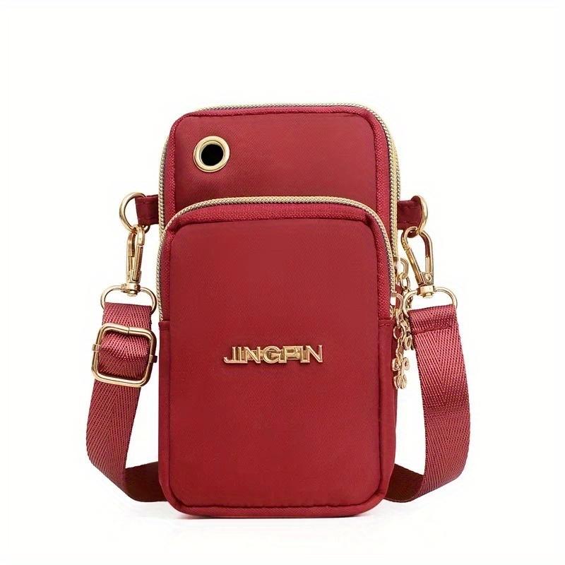Mobile Phone Bag Women's Crossbody Mini Bags Fashion Solid Color Coin Bag Neck Hanging Shoulder Bag 3 Layer Wallet