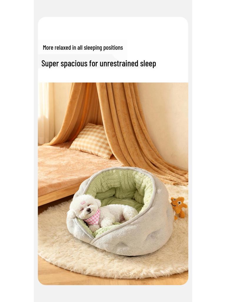 2025 Winter Cozy Semi-Enclosed Dog Bed for Medium and Small Pets