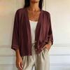 Women's Color V-Neck Long Sleeve Loose Fit Cardigan for Casual Daily Wear