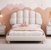 Upholstered Bed Children's Bed 90x200cm, with Headboard and Slatted Frame, Frame Made of Wood and Circular Fleece, for Adults and Youth, Without Mattress1