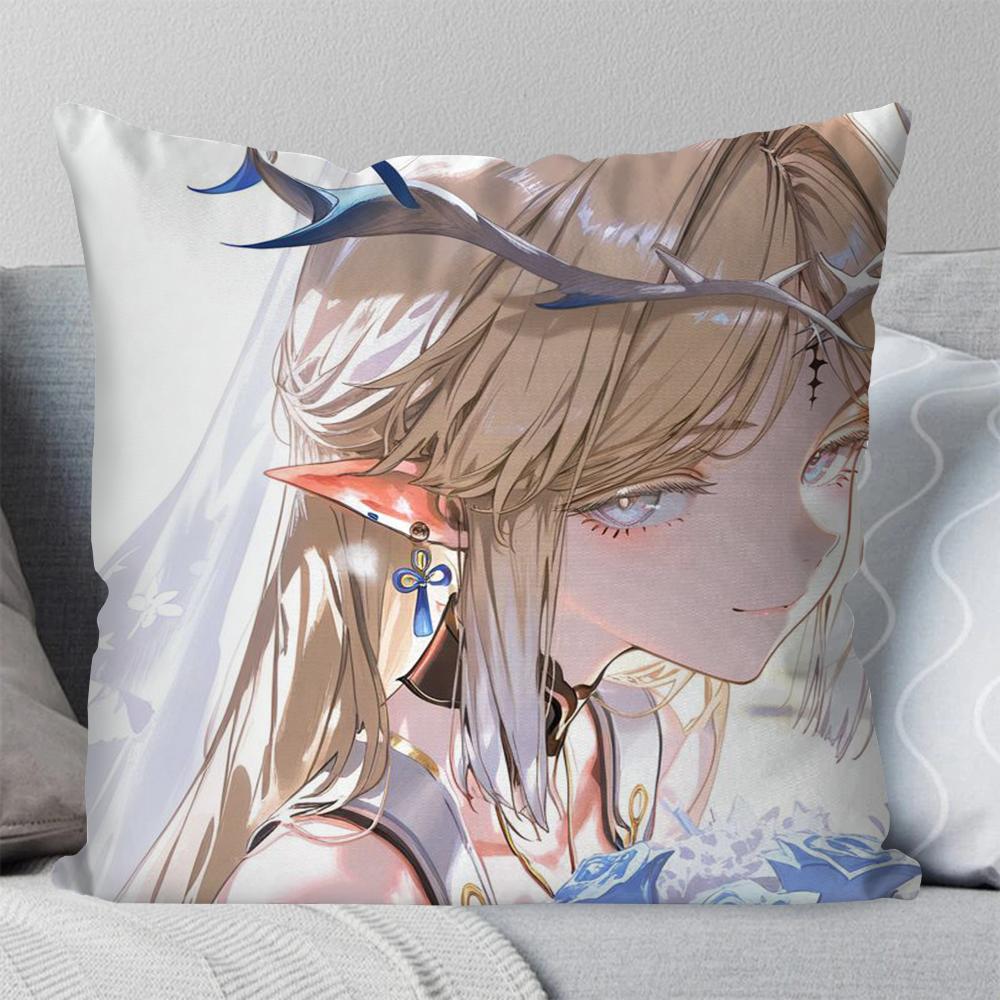 Cartethyia Anime Game W-Wuthering Waves Pillow Case Square Pillow Bedroom Sofa Leisure Comfort Living Room Home Decoration 40X40